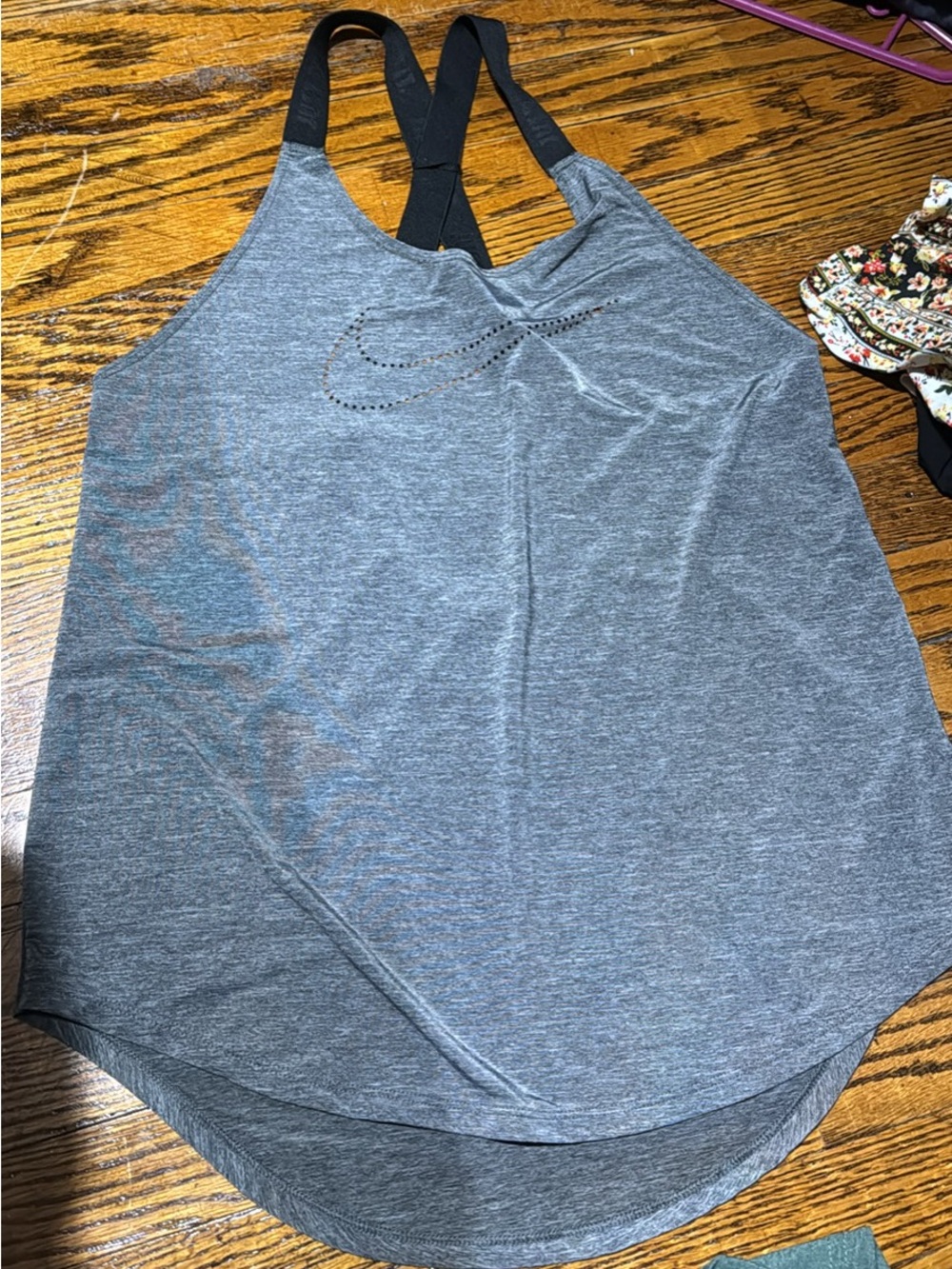 Nike Gray Racerback Tank Top with Black Straps